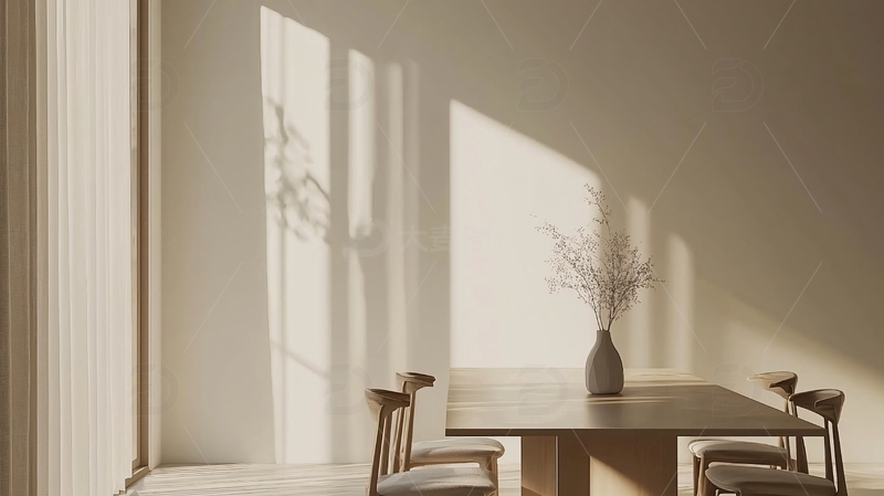 高清大图下载【趣麦麦图】极简风阳光洒落餐厅