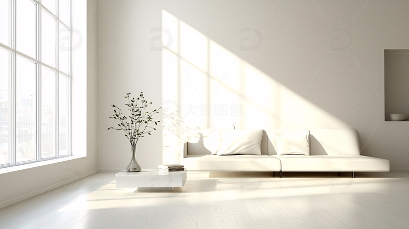 高清大图下载【趣麦麦图】极简风格白色客厅