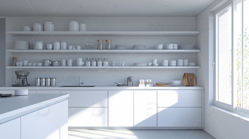 高清大图下载【趣麦麦图】极简风白色厨房置物架