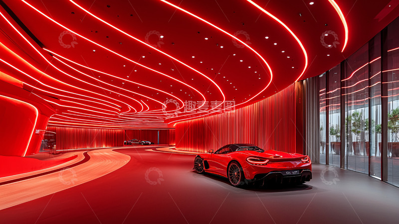 高清大图下载【趣麦麦图】红色跑车地下车库