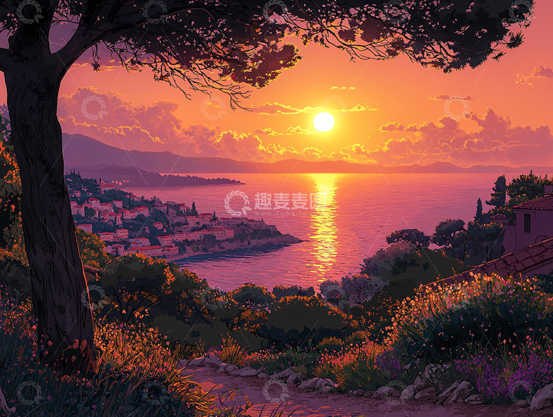 高清大图下载【趣麦麦图】唯美海边日落景色