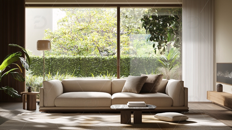 高清大图下载【趣麦麦图】现代简约客厅阳光洒满