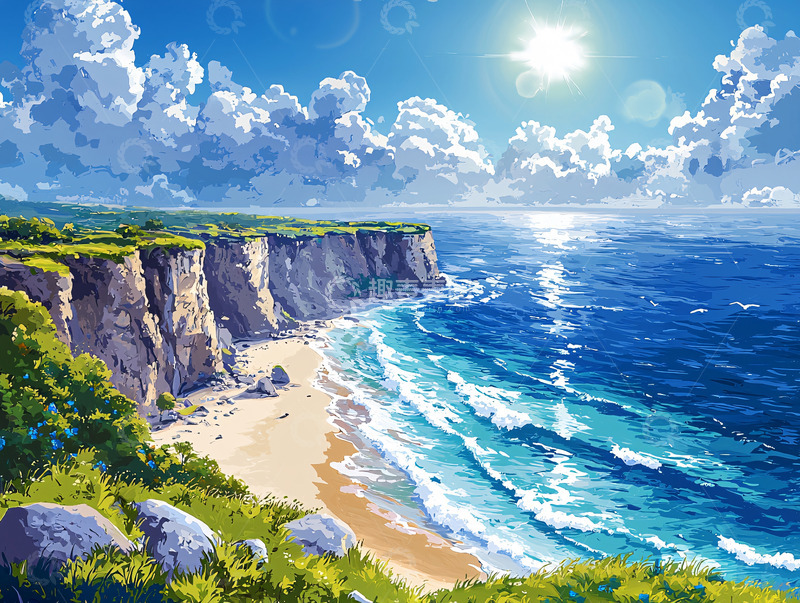 高清大图下载【趣麦麦图】阳光沙滩海崖风景
