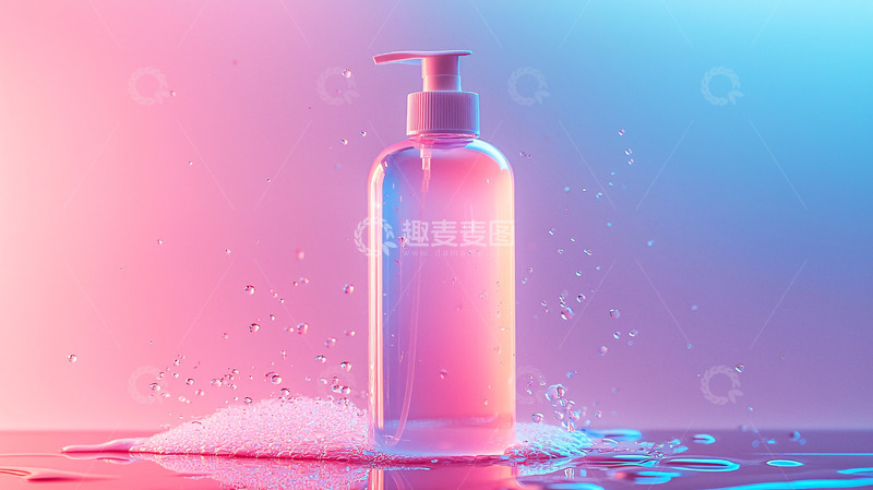 高清大图下载【趣麦麦图】梦幻渐变色洗手液瓶