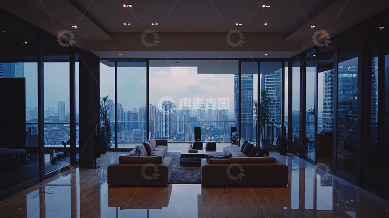 高清大图下载【趣麦麦图】高端公寓夜景客厅