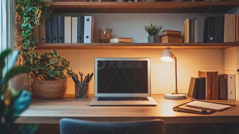 高清大图下载【趣麦麦图】温暖舒适的居家办公桌