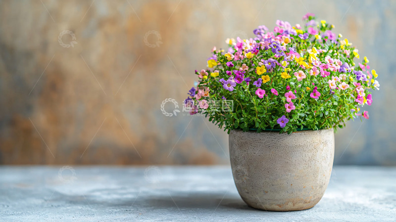 高清大图下载【趣麦麦图】彩色小花盆栽