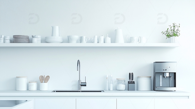高清大图下载【趣麦麦图】极简风白色厨房