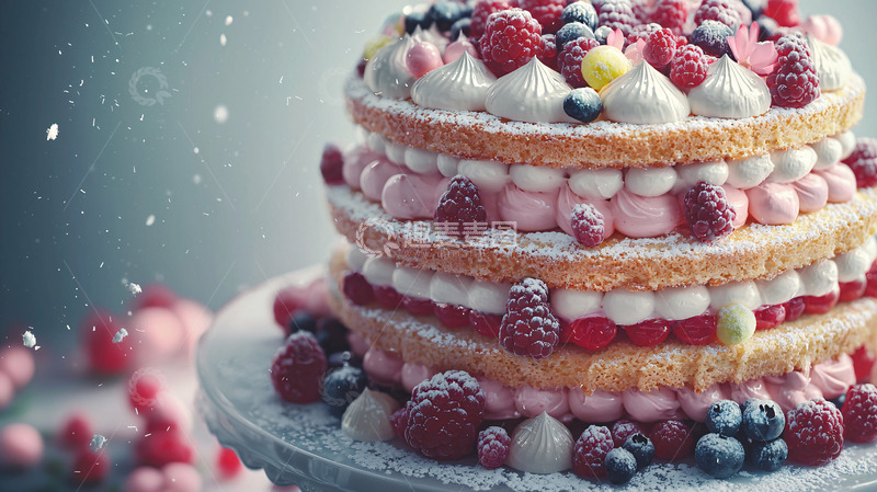 高清大图下载【趣麦麦图】多层水果奶油蛋糕