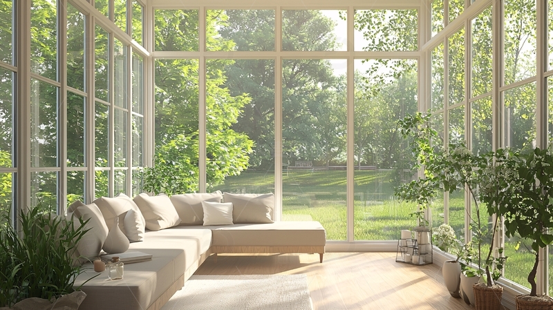高清大图下载【趣麦麦图】阳光洒满玻璃房客厅