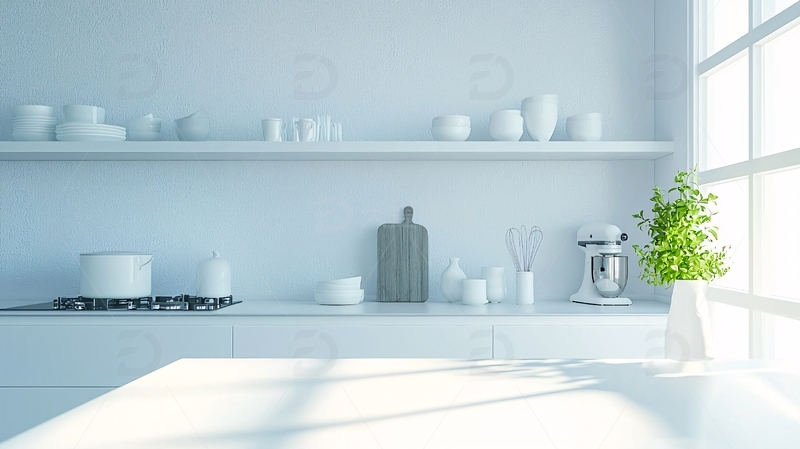 高清大图下载【趣麦麦图】极简风白色厨房