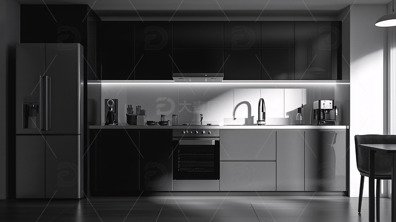 高清大图下载【趣麦麦图】现代化黑白厨房