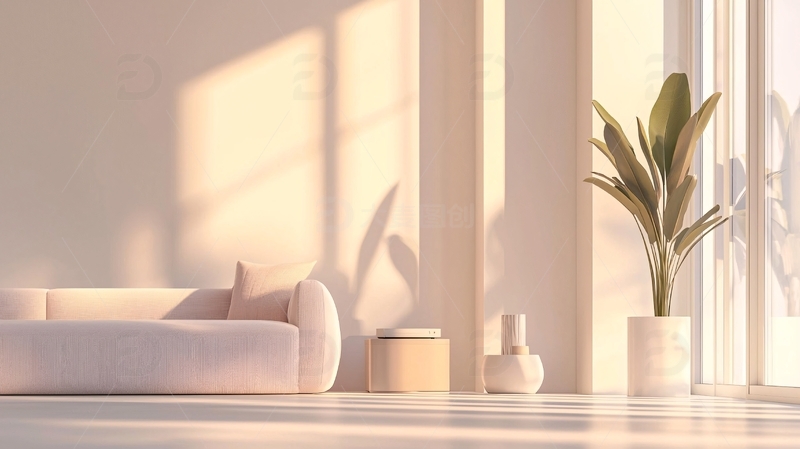 高清大图下载【趣麦麦图】极简主义客厅阳光洒满