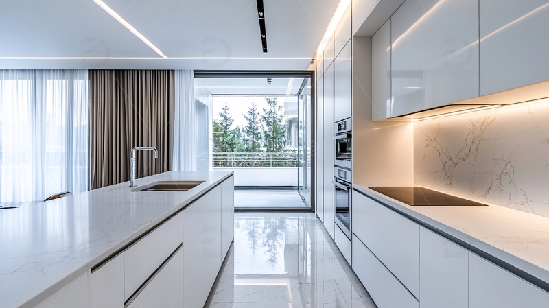 高清大图下载【趣麦麦图】现代简约白色系厨房