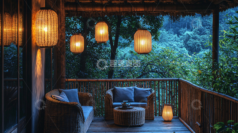 高清大图下载【趣麦麦图】-舒适的阳台夜景
