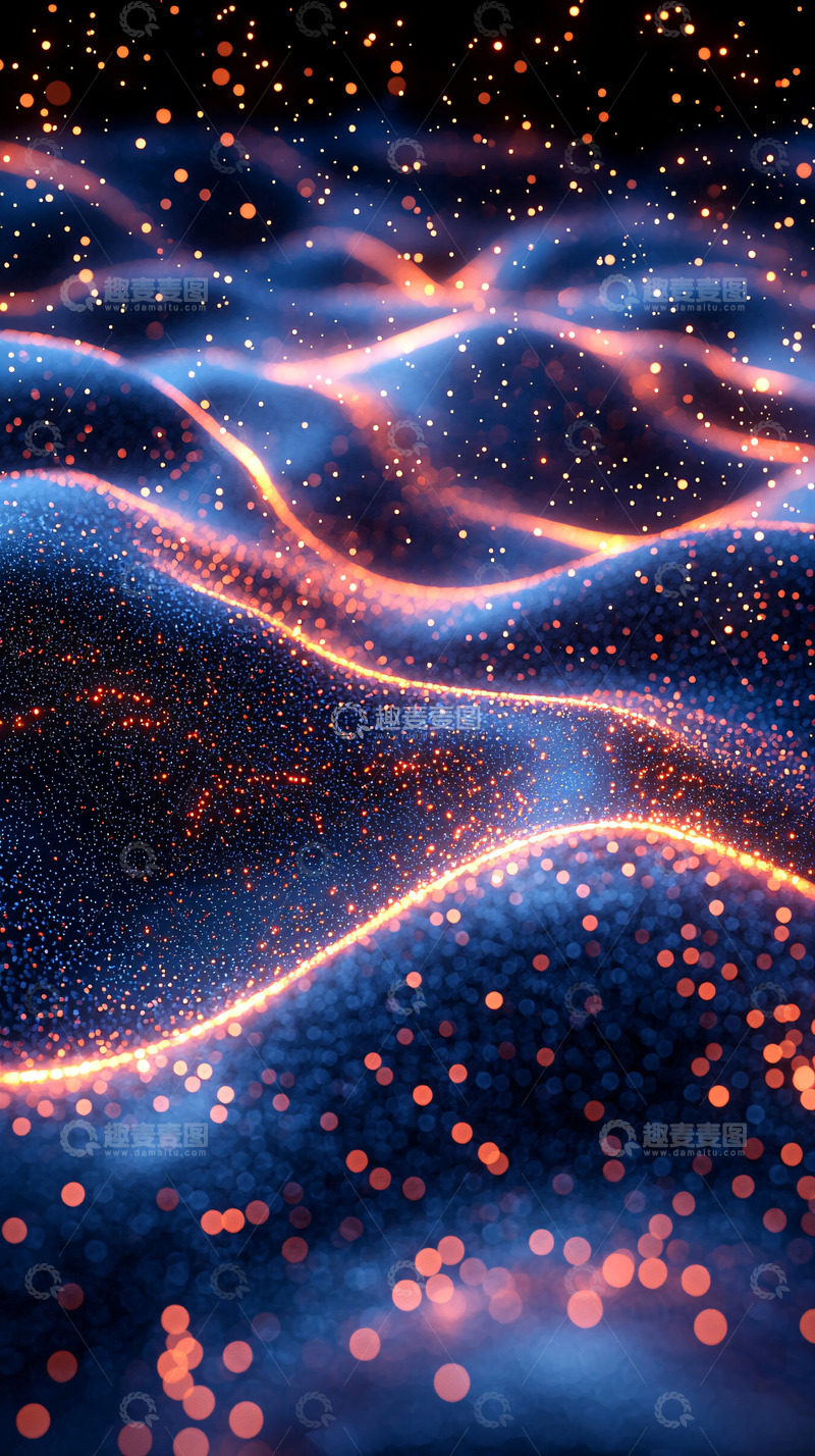 高清大图下载【趣麦麦图】炫彩粒子波浪