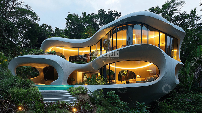 高清大图下载【趣麦麦图】流线型现代别墅