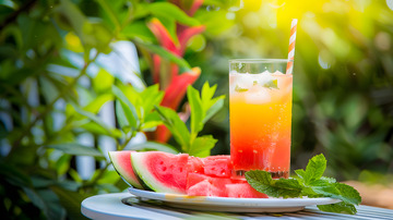 夏日西瓜橙汁冰饮