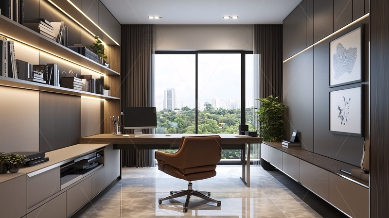 高清大图下载【趣麦麦图】现代简约书房设计