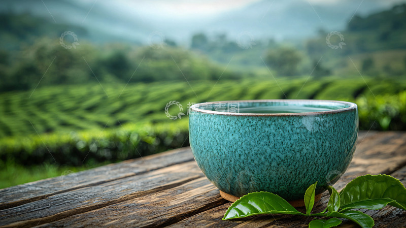 高清大图下载【趣麦麦图】茶园前的茶杯