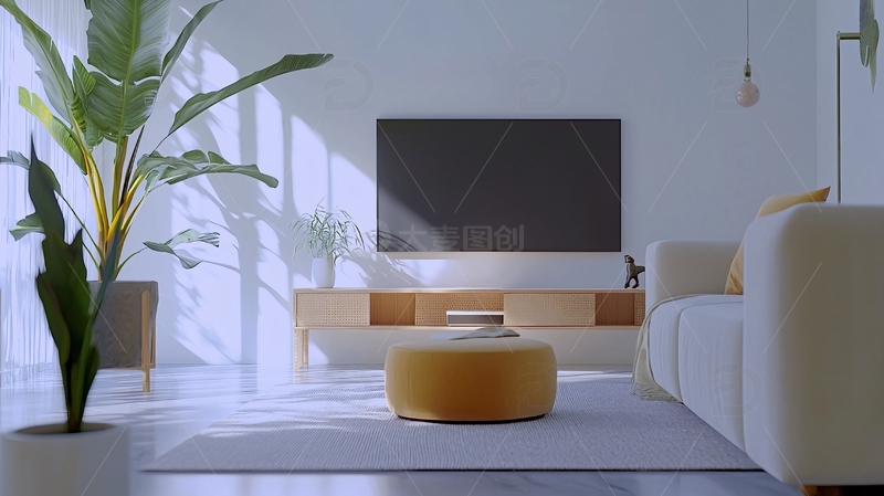 高清大图下载【趣麦麦图】-现代简约客厅阳光洒满房间