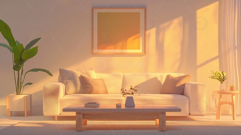 高清大图下载【趣麦麦图】温暖阳光洒满客厅