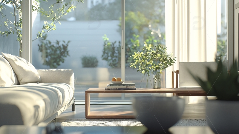 高清大图下载【趣麦麦图】阳光洒进现代简约客厅