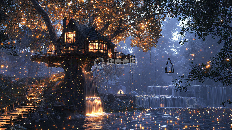 高清大图下载【趣麦麦图】梦幻树屋