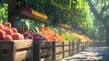 阳光下水果蔬菜集市