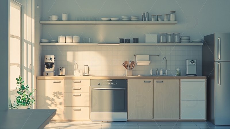 高清大图下载【趣麦麦图】极简风格厨房阳光照射