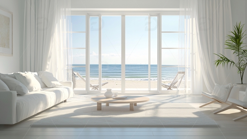 高清大图下载【趣麦麦图】极简风格海景客厅