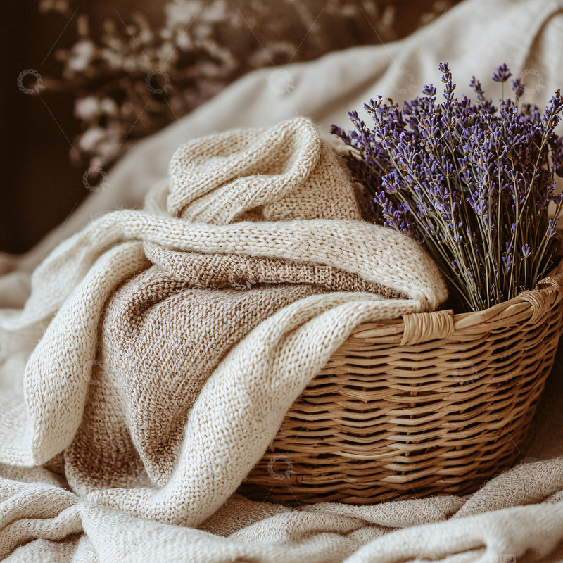 高清大图下载【趣麦麦图】-温柔系毛衣与薰衣草