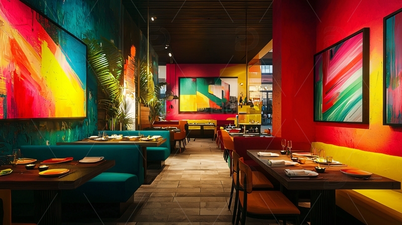 高清大图下载【趣麦麦图】彩色餐厅室内设计