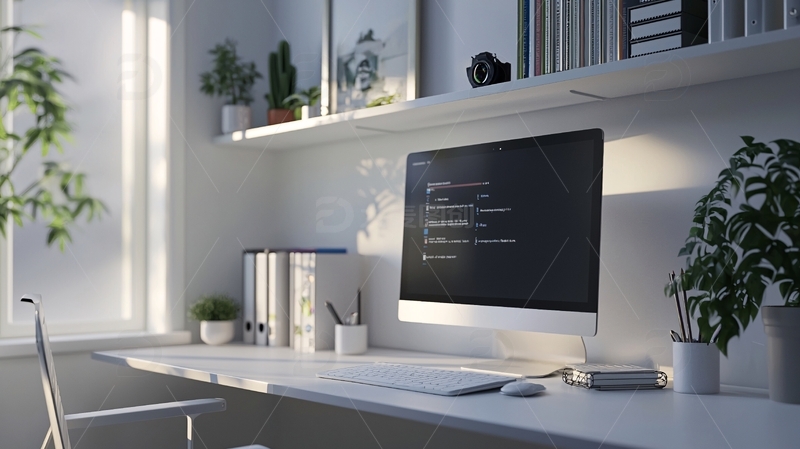 高清大图下载【趣麦麦图】极简风格白色办公桌