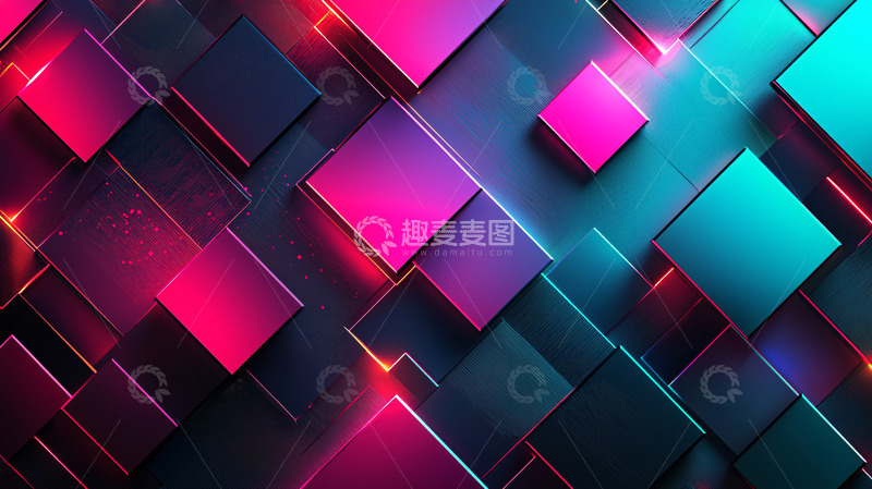 高清大图下载【趣麦麦图】炫彩几何方块背景图