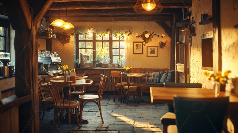 高清大图下载【趣麦麦图】温暖舒适的复古咖啡馆
