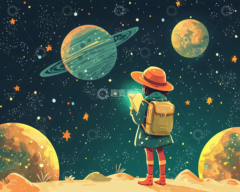 高清大图下载【趣麦麦图】星空女孩