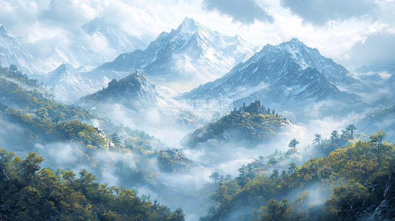 高清大图下载【趣麦麦图】云雾缭绕的山峰