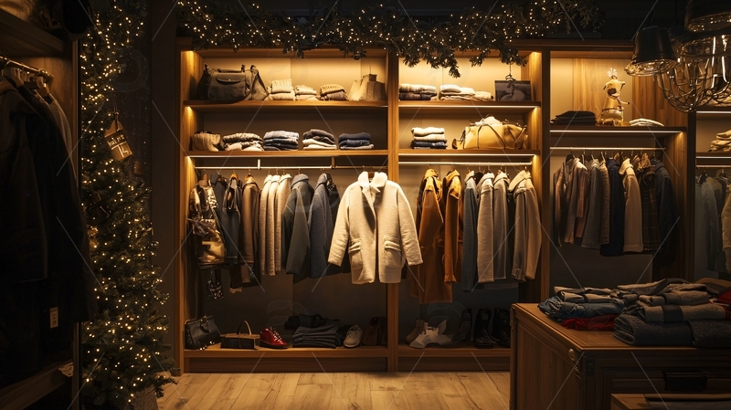 高清大图下载【趣麦麦图】温暖灯光下的高端衣橱