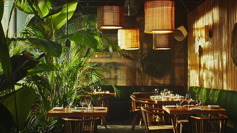 高清大图下载【趣麦麦图】绿植餐厅室内设计