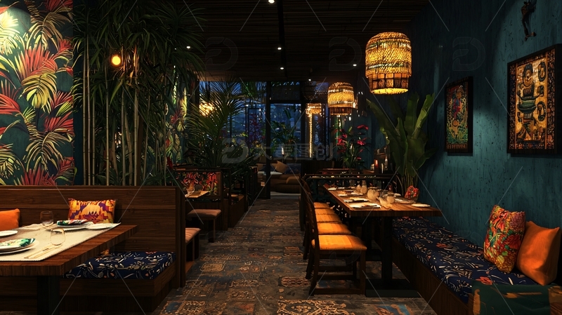 高清大图下载【趣麦麦图】热带风情餐厅内部环境
