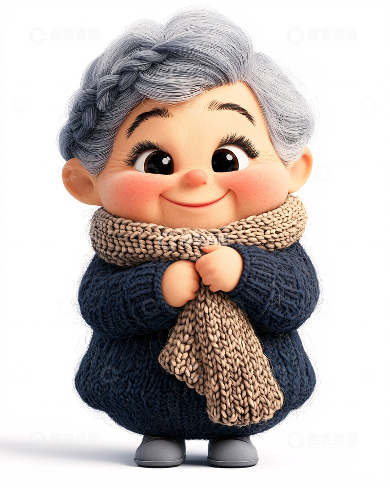 高清大图下载【趣麦麦图】可爱卡通奶奶