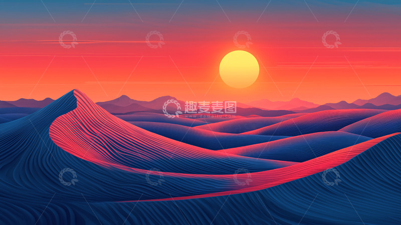 高清大图下载【趣麦麦图】沙漠日落