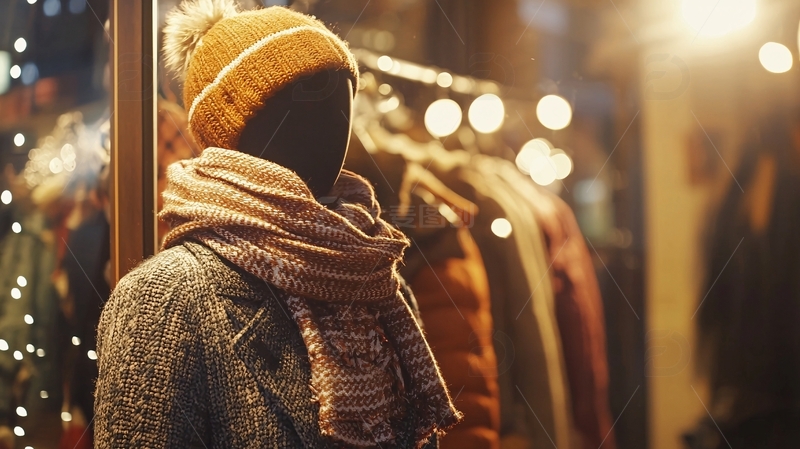 高清大图下载【趣麦麦图】冬季橱窗里的时尚人偶