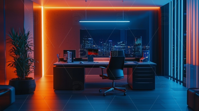 高清大图下载【趣麦麦图】极简现代化电竞办公桌