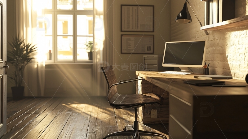 高清大图下载【趣麦麦图】阳光洒进的温馨办公室画面
