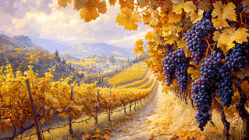 高清大图下载【趣麦麦图】秋日葡萄园风景