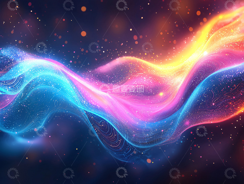 高清大图下载【趣麦麦图】绚丽多彩的能量波浪