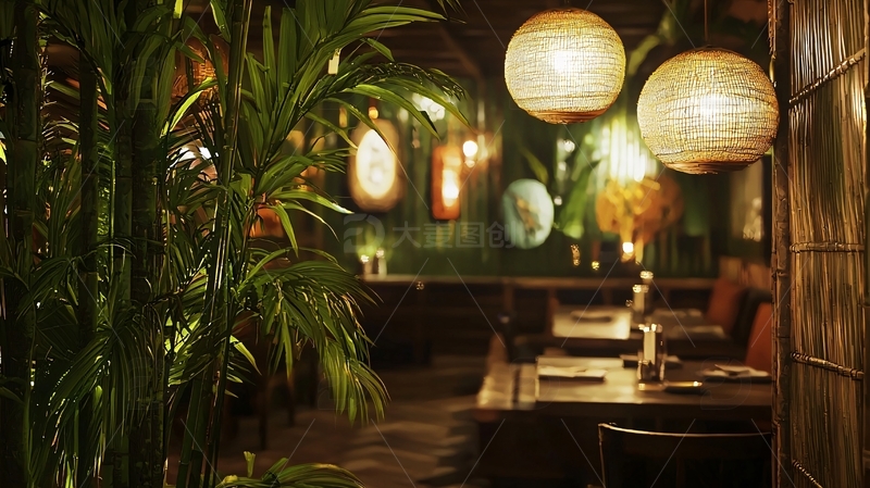 高清大图下载【趣麦麦图】热带风情餐厅室内设计