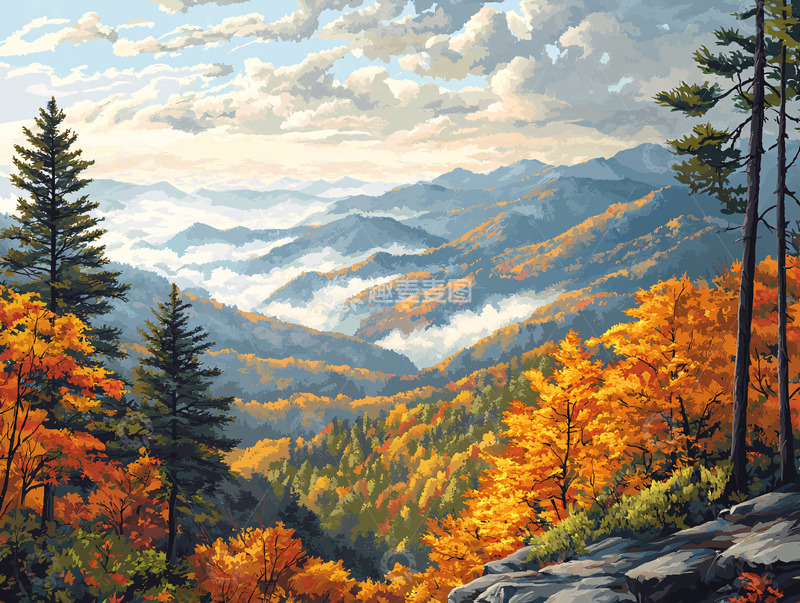 高清大图下载【趣麦麦图】秋日山峦云海景色